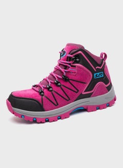 Buy Outdoor Lace-Up Hiking Shoes Pink/Black in UAE