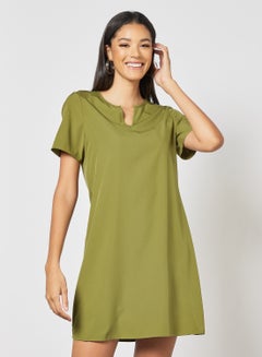 Buy Woven Mini Dress Khaki in Saudi Arabia