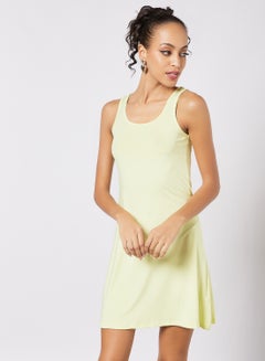 Buy Women's Casual Polyester Blend Sleeveless Mini Tank Knit Dress With Scoop Neck 35 Lime in UAE