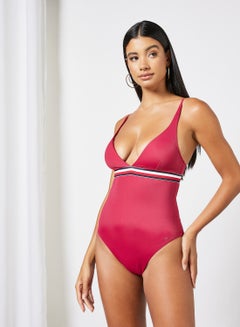 Buy Plunge Neck Swimsuit Pink in UAE