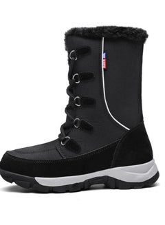 Buy High Top Snow Boots Black/White in Saudi Arabia