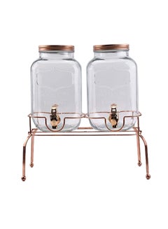 Buy Double Glass Beverage Dispenser With Stand Clear 4Liters in UAE