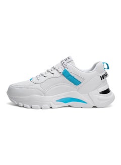 Buy Lace-Up Closure Training Shoes White/Blue in UAE