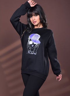 Buy Women Cotton Long Sleeve sweatshirt Black in Egypt