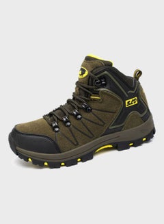 Buy Casual Lace-Up Hiking Shoes Green/Black in UAE