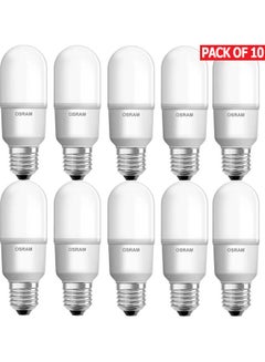 اشتري 10-Piece Led Value 9 W/ Screw Base 4000K E27 base Stick Bulb Cool White في الامارات