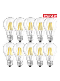 Buy 10-Piece Parathom Retrofit Clear Filament Classic A 40 7 Watt E27 Candle Shaped LED Lamps Warm White/Silver/Yellow in UAE