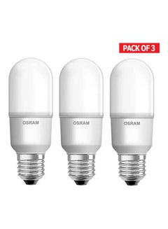 اشتري 3-Piece Led Value Stick 9 W/4000K E27 Screw Base Bulb Cool White في الامارات