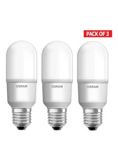 Buy 3-Piece Led 10 W/6500K E27 Screw Base Value Stick Bulb Daylight in UAE