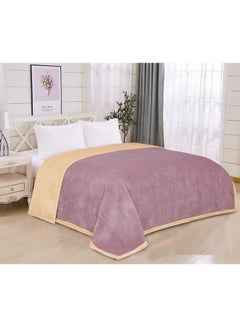 Buy Soft Blanket Velvet Lilac/Beige King Size 200x220 cm in Saudi Arabia