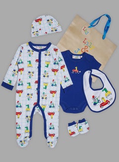 Buy 5 Piece Baby Combo Set White/Blue in Saudi Arabia