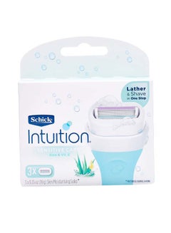 Buy Intuition Sensitive Care Razor With 3-Blades Blue/White 10grams in UAE