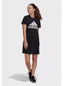 Buy Essential Large Logo Printed Mini Dress Black/White in UAE