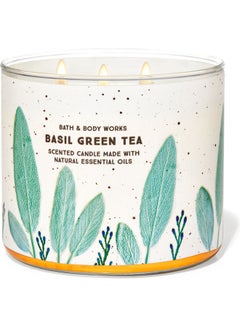 Buy Basil Green Tea 3-Wick Candle White in Saudi Arabia