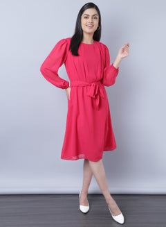 Buy Long Sleeve Mini Dress Pink in UAE