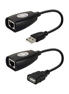 Buy Adapter Usb Over Cat5-5E-6 Extension Cable Rj45 Adapter Set Extender Network Adapter Cable Black in Saudi Arabia