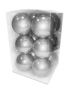 اشتري 12-Piece Christmas Balls Pearl Finish Silver 7cm في الامارات