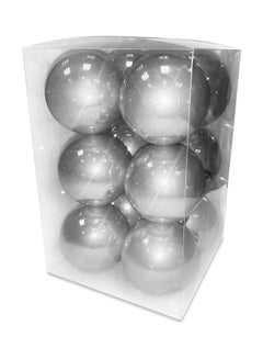 Buy 12-Piece Christmas Balls Pearl Finish Silver 7cm in UAE