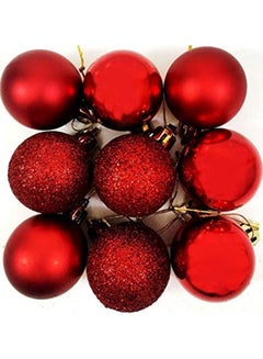 اشتري 36-Piece Christmas Balls - Shiny Matte Glitter Red في الامارات