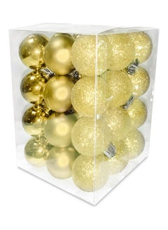 Buy 36-Piece Christmas Balls - Shiny Matte Glitter Gold 3cm in UAE