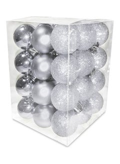 اشتري 36-Piece Christmas Balls - Shiny Matte Glitter Silver 3cm في الامارات