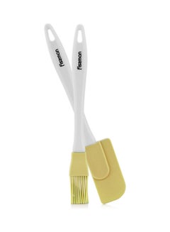 Buy 2-Piece Brush And Spatula Set Yellow/White 22cm in UAE