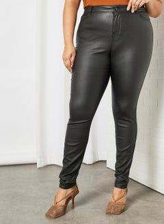 اشتري Curve High Waist Faux Leather Pants أسود في السعودية