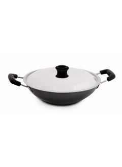 Buy 21Cm Appa Chatti With Stainless Steel Lid Non-Stick Coating 30X21X11Cm Multicolor Black/Silver 21cm in UAE