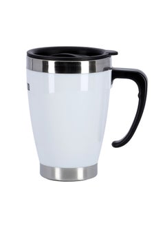 Buy Stylish 360 Drinking Vacuum Insulated Double-walled Closure Edged Leakproof Travel Mug White 400ml in UAE