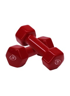 Buy Sparnod Fitness SDV-5_PAIR Anti-Slip And Anti-Roll HEX Vinyl Dumbbells For Workout, Exercise & Fitness 2 x 5kg in UAE