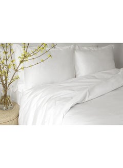 Buy 3-Piece Queen Duvet Cover Set Cotton White 220 x 230cm in UAE