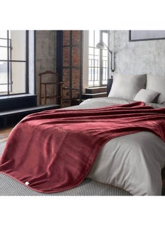 Buy King Size Blanket Acrylic Burgundy 220x240cm in Saudi Arabia