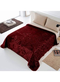 Buy King Size Blanket Acrylic Burgundy 220x240cm in Saudi Arabia