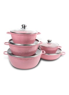 Buy 10-pieces Granite Cookware Set Pink 32cm in UAE
