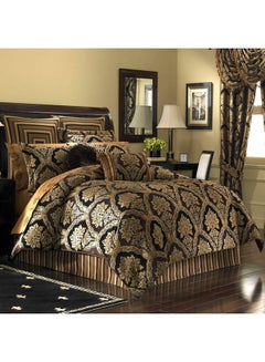 Buy 8-Piece King Size Comforter Set polyester Black/Gold 279x244cm in Saudi Arabia