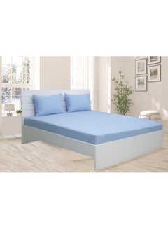 Buy 2-Piece Deyarco Single Size Sheet Set Cotton Blend Blue 120x200+25cm in UAE