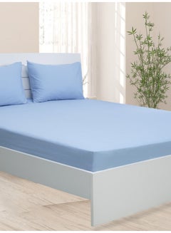 Buy 3-Piece Deyarco King Size Sheet Set Cotton Blend Blue 200x200+30cm in UAE