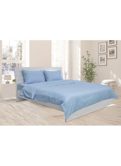 Buy 3-Piece Duvet Cover With Pillowcase Set Cotton Blend Blue 240 x 260cm in UAE