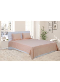 Buy 3-Piece Flat Sheet With Pillowcases Set Cotton Blend Peach 200 x 240cm in UAE