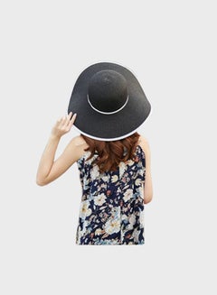 Buy Wide Brim Straw Hat Black/White in UAE