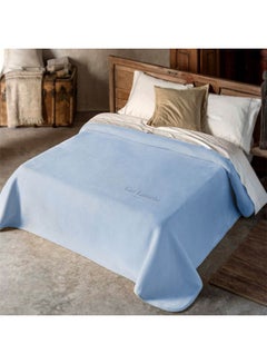 Buy Ultra Soft Blanket High Quality King Size polyester Sky Blue/White 220x240cm in Saudi Arabia