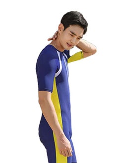 Buy Colour Blocked Short Sleeves Swimwear Blue/White/Yellow in Saudi Arabia