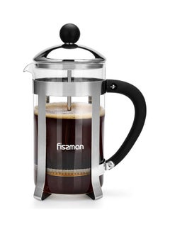 Buy French Press Coffee Maker Borosilicate Glass FREDDO Series Silver/Transparent 800ml in UAE