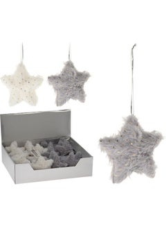 Buy 1-Piece Christmas Star Hanging Decoration With Fur Multicolour 10cm in UAE