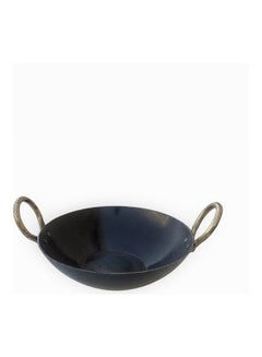 Buy Iron Flat Bottom Deep Kadai/Wok Black 20.5cm in UAE