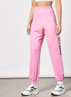 Buy Logo Elasticated Joggers Pink in UAE