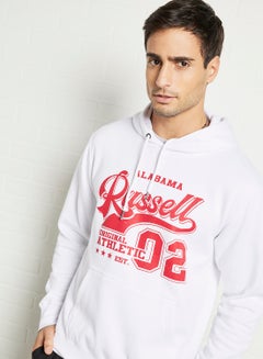 Buy Logo Chest Print Hoodie White in Saudi Arabia