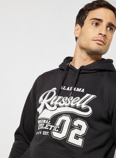 Buy Logo Chest Print Hoodie Black in Saudi Arabia