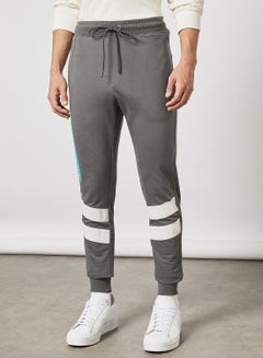 Buy Regular Fit Joggers Dark Grey/White in UAE