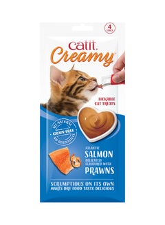 اشتري Creamy Lickable Cat Treat Salmon Flavor 4 Tubes, Pack Of 4 Blue 10grams في الامارات